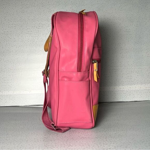 Jon Hart Pink Coated Canvas Genuine Leather Backpack Monogram Initials - Picture 10 of 15
